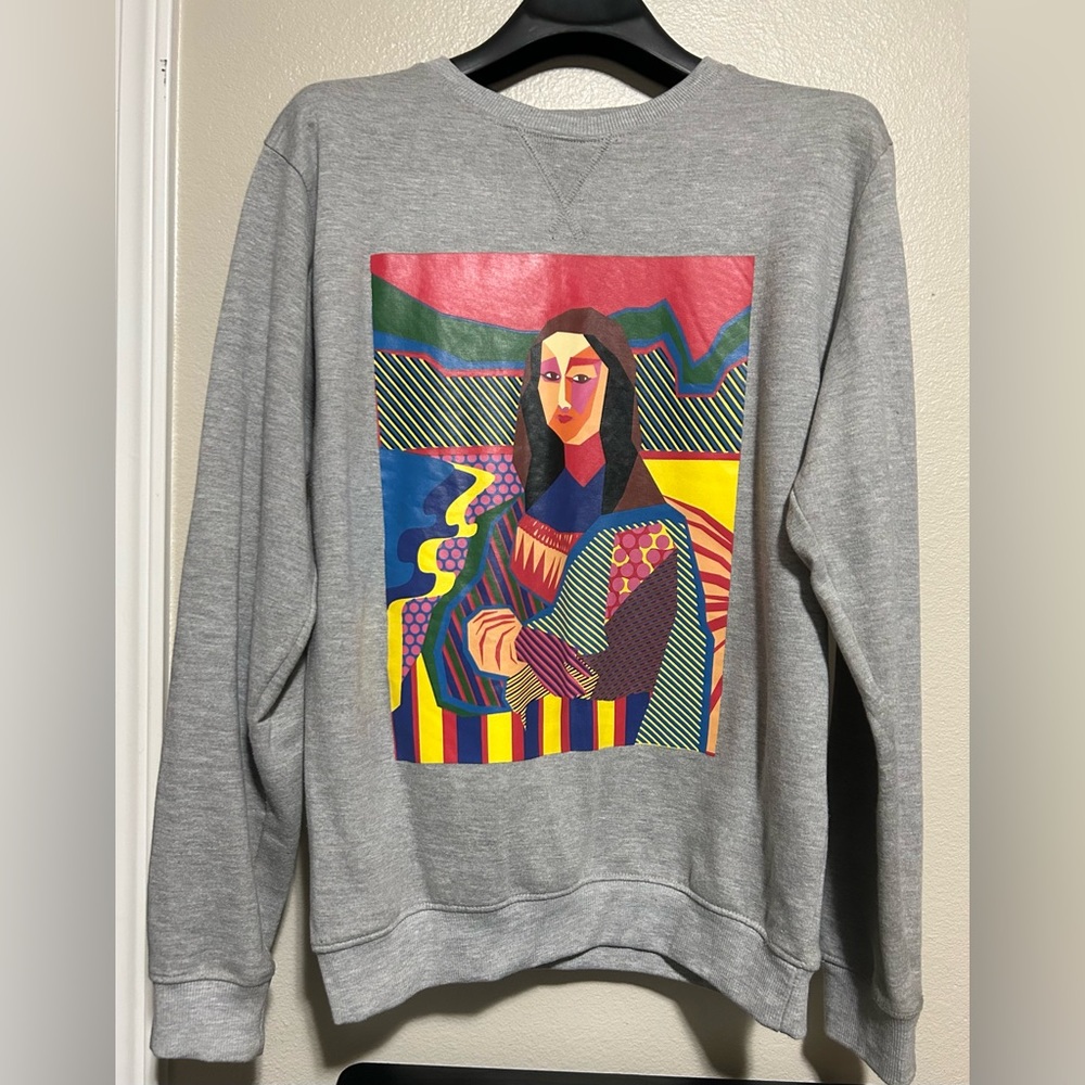 🔥Soul Star England Brand Mona Lisa Cubism Graphic Crew Neck Sweatshirt- size L